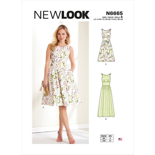 Patron New Look 6665 - Robe patineuse mi-longue