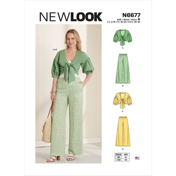 Patron New Look 6677 - Ensemble veste courte à nouer et pantalons large