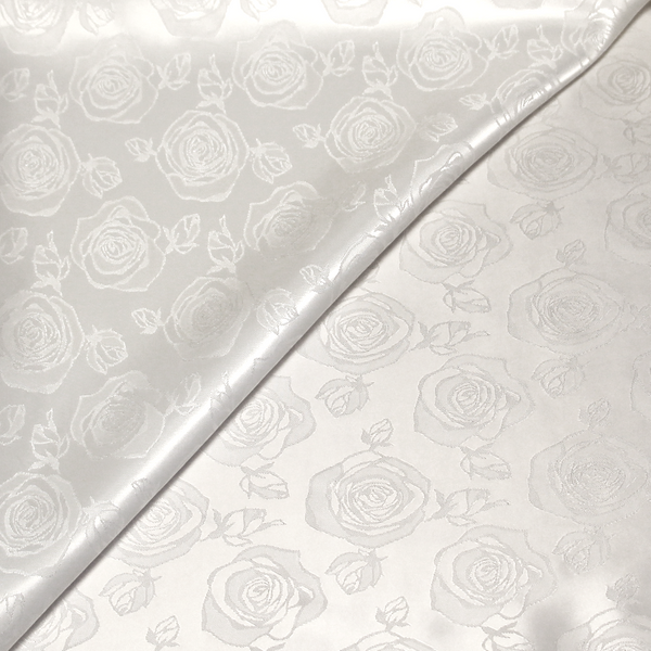 Doublure Satin Jacquard - Fleuri Blanc Optique Ton-Sur-Ton-image