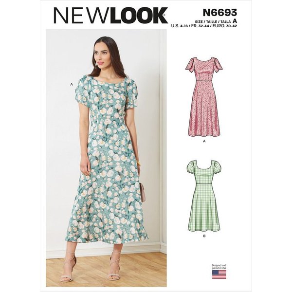 Patron New Look 6693 - Robe avec haut ajusté et couture taille
