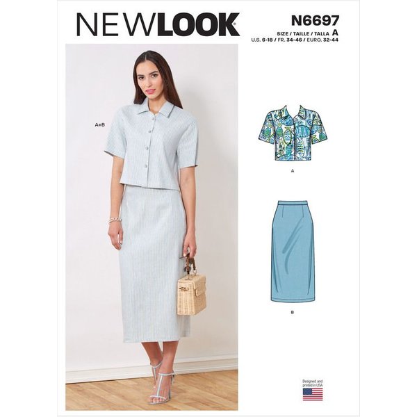 Patron New Look 6697 - Ensemble Top boutonné et jupe crayon