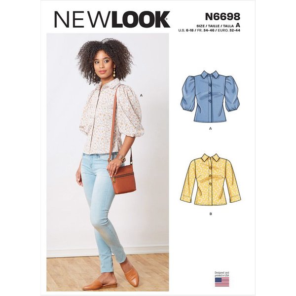 Patron New Look 6698 - Blouse boutonnée avec variations de manches