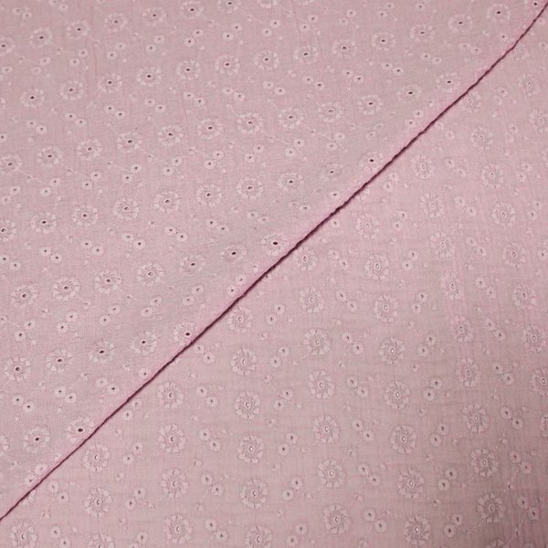 Double Gaze 100% Coton BrodéE Fleuri - Rose-image