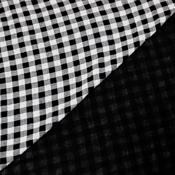Double gaze vichy double face 100% coton - Noir