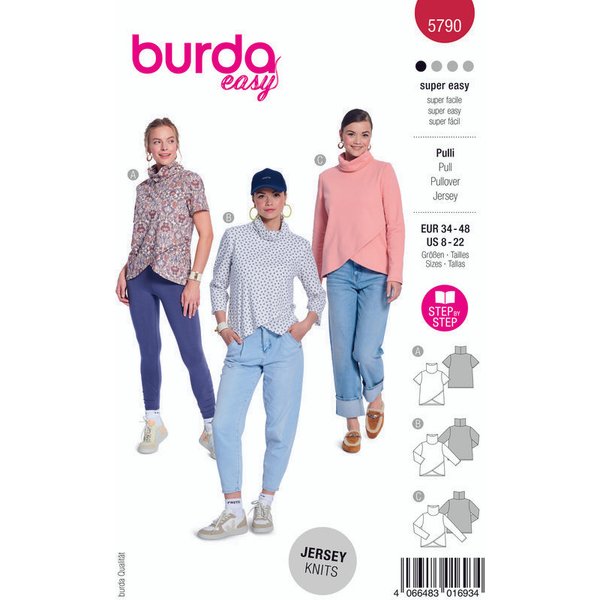 Patron Burda 5790 - Trois variantes de t-shirts