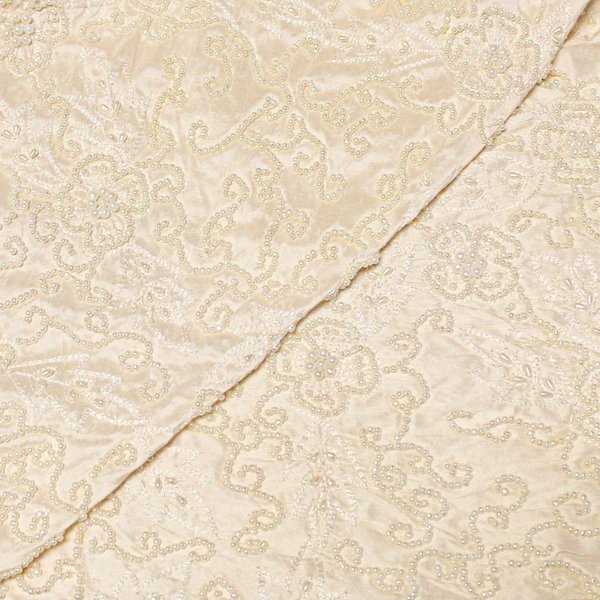 Soie Sauvage 100% Soie BrodéE - Perlé Fleuri (Coupon De 1.80 MèTres)-image