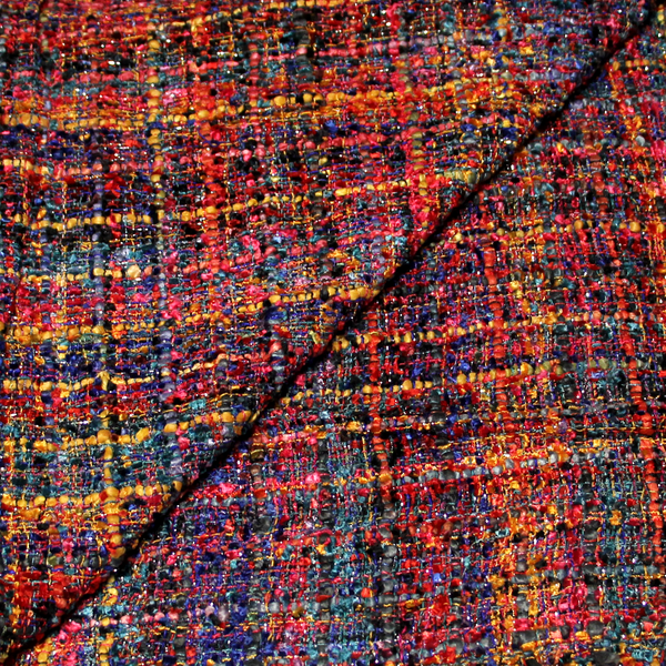 Tweed soie & viscose - Multicolore nuit électrique