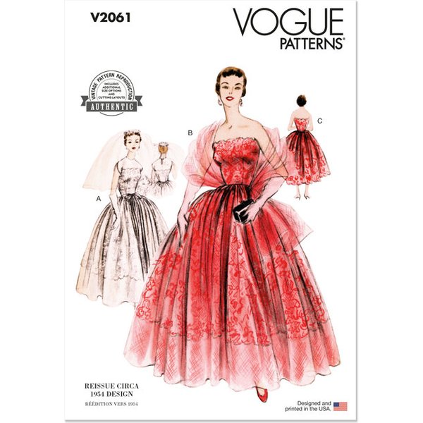 Patron Vogue 2061 Y5 (46-54) - Robe De SoiréE Vintage Avec éTole-image
