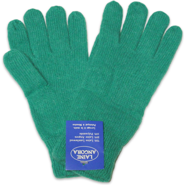 Gants laine & Angora - Vert émeraude (Taille S)