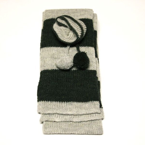 Ensemble gants & tour de cou laine & acrylique - Vert & gris