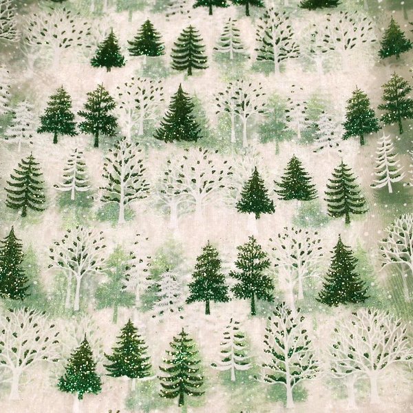 Organza Imprimé NoëL - Sapin Vert-image