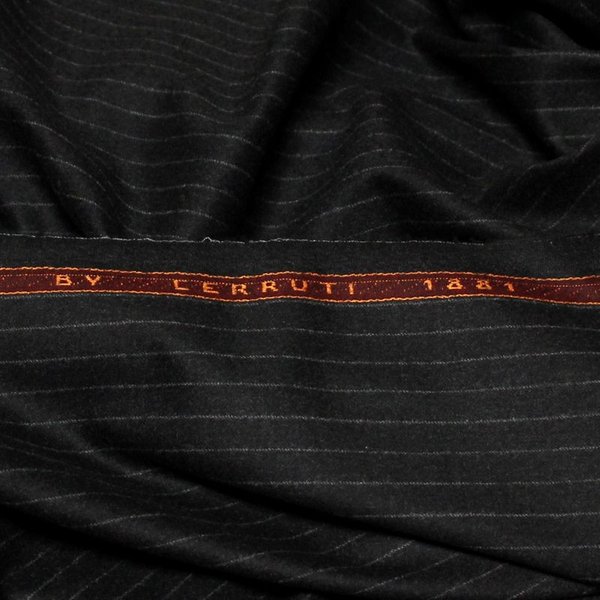 Flanelle Laine & Cachemire - Noir Rayure Tennis (Coupon De 2.40 MèTres)-image