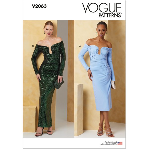 Patron Vogue 2063 Y5 (46-54) - Robe AjustéE à Encolure DéGagéE-image
