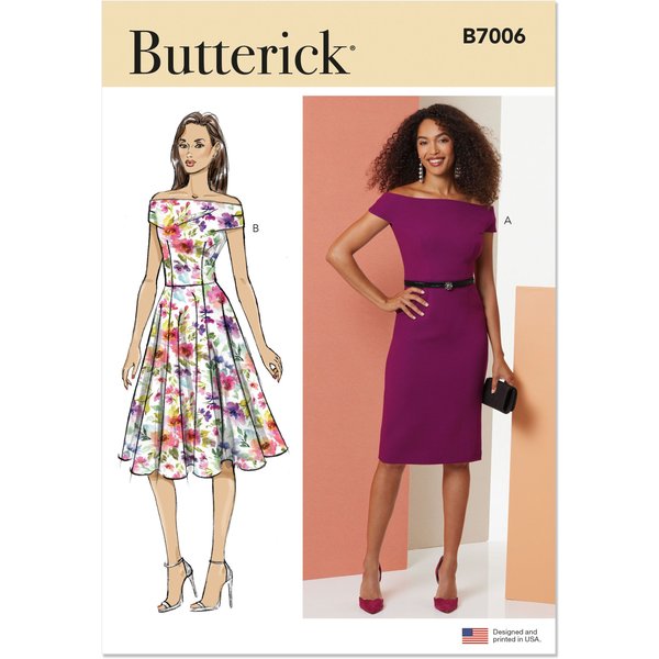 Patron Butterick 7006/K5 (36-44) - Robe élégante avec manches dénudées