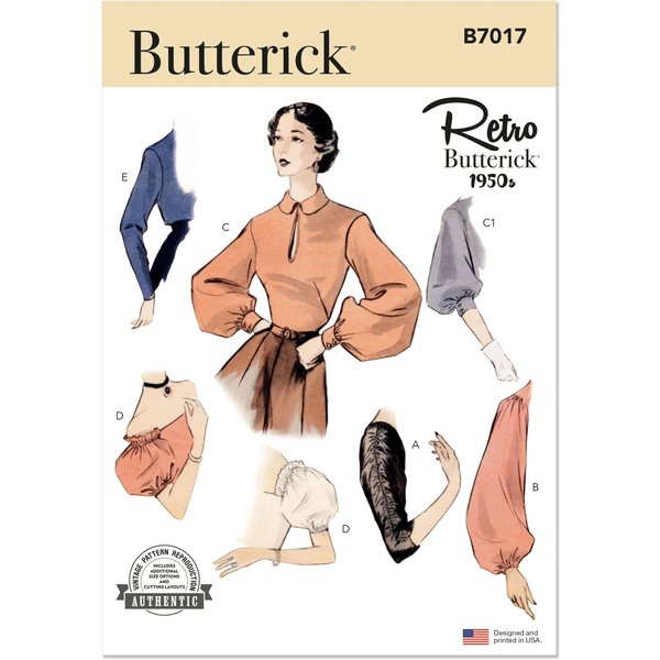 Patron Butterick 7017/A - Ensemble de manches des années 1950