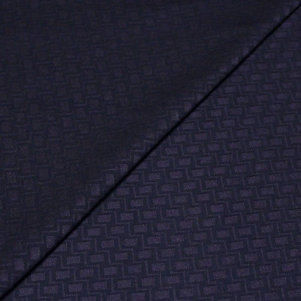 Maille Milano Jacquard - Carré Bleu Fond Violet (Coupon De 4.10 MèTres)-image