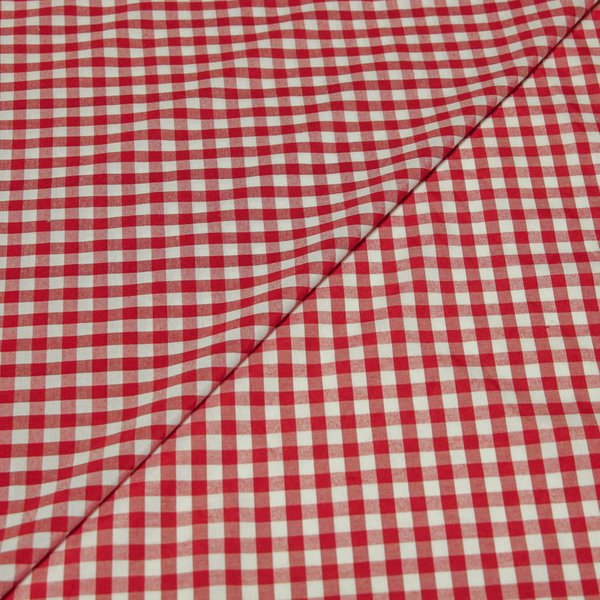 Popeline tissé-teint vichy - Rouge