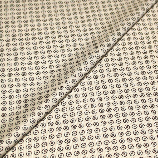 Ottoman 100% Soie Souple - Fleuri Noir Fond éCru-image