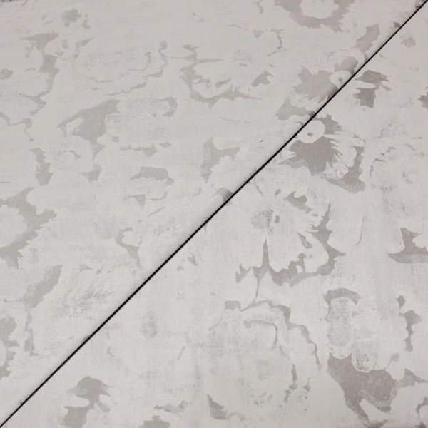 Gabardine Coton & éLasthanne - Floral Gris Brillant-image