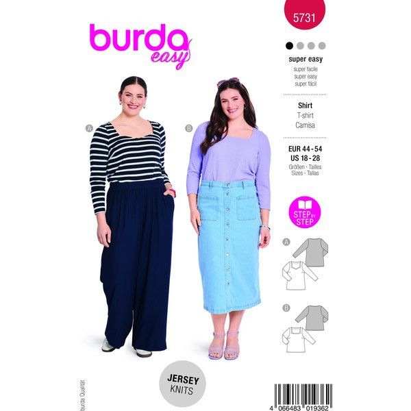 Patron Burda 5731 - T-shirt féminin polyvalent