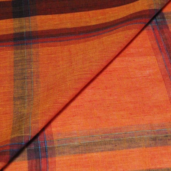 ÉToffe 100 % Lin - Carreaux Orange-image
