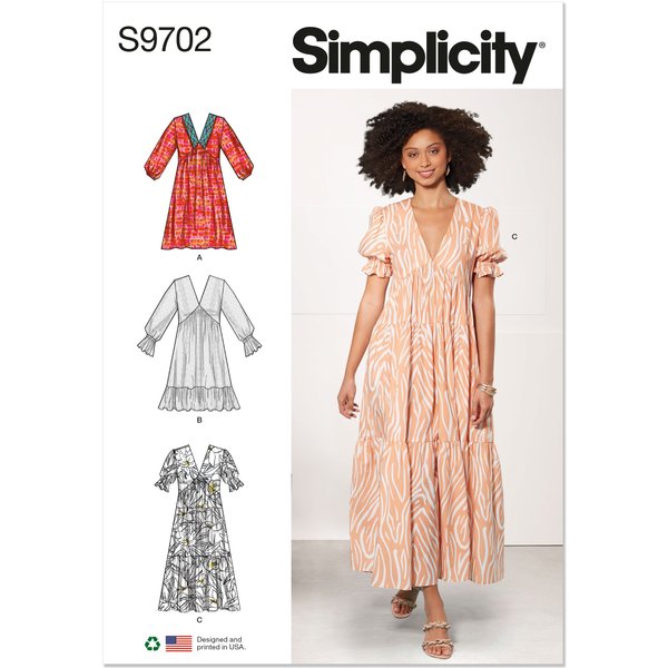 Patron Simplicity 9702.Y5 (46-54) - Robe à Encolure En V Et Taille Empire-image