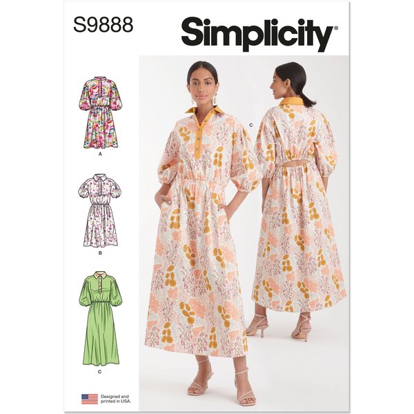 Patron Simplicity 9888.H5 (34-42) - Robe-Chemise DéContractéE à Taille éLastique-image