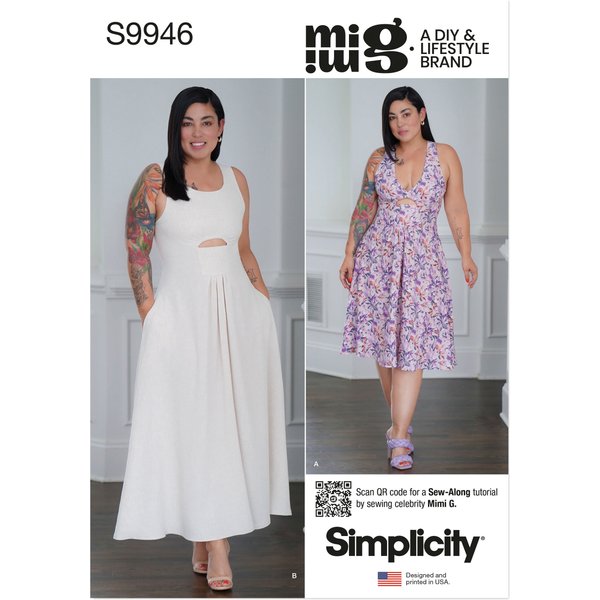 Patron Simplicity 9946.Y5 (46-54) - Robe à Encolure Profonde Ou DéGagéE Avec DéCoupes Modernes-image