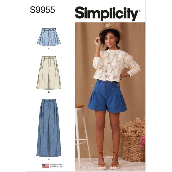 Patron Simplicity 9955.Y5 (46-54) - Short Et Pantalon Pour Femmes Avec Plis Et Jambes Larges-image