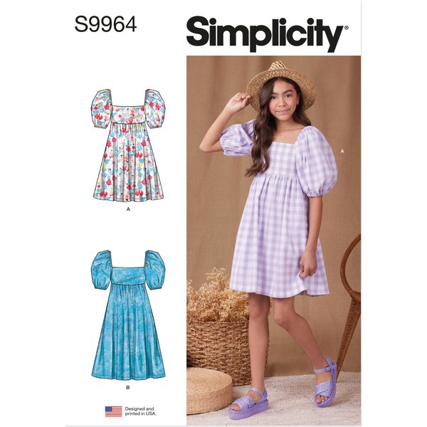 Patron Simplicity 9964.A (7-14) - Robe pour fille avec dos ouvert et variations de longueur