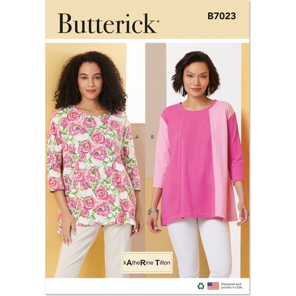 Patron Butterick 7023 A (32-54) - Tuniques amples à manches 3/4