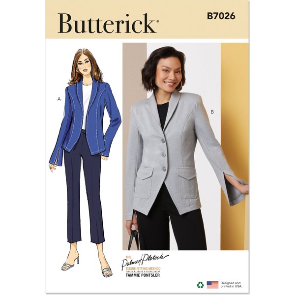 Patron Butterick 7026 K5 (36-44) - Vestes à col châle et manches fendues