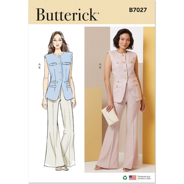 Patron Butterick 7027 Y5 (46-54) - Gilet Moulant Et Pantalon éVasé-image