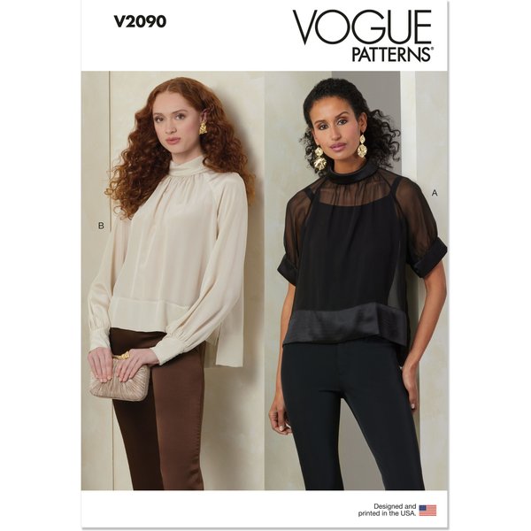 Patron Vogue 2090/Y5 (46-54) - Haut Col Roulé à Plis Et Manches Raglan-image