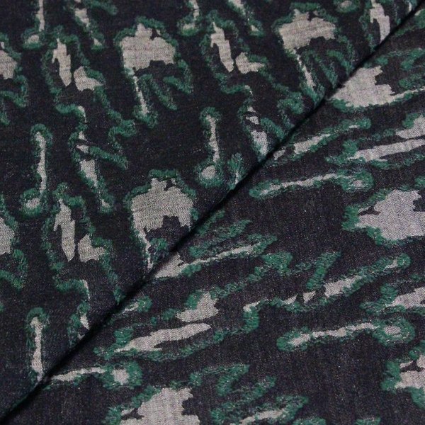 Jean's Jacquard Coton & éLasthanne - Camouflage Bleu & Vert (Coupon De 3.40 MèTres)-image