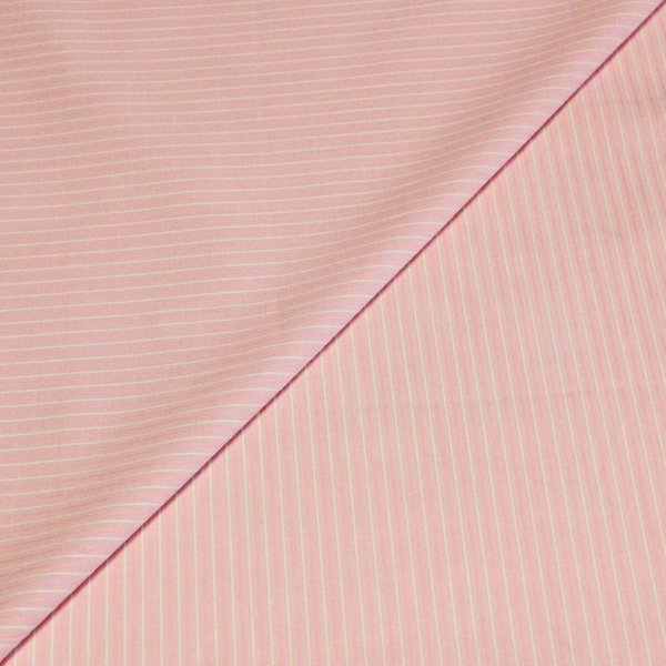 Popeline 100% Coton Peigné - Rayé Rose & Blanc-image
