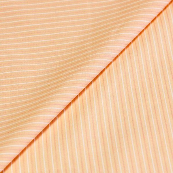 Popeline 100% Coton Peigné - Rayé Orange Et Blanc-image