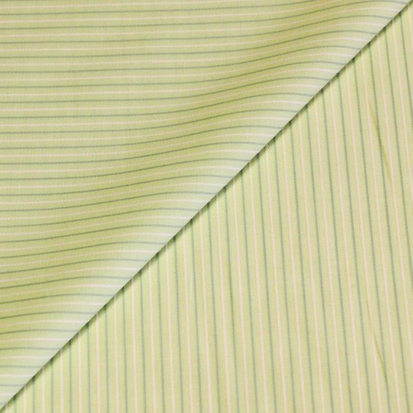 Popeline 100% Coton Peigné - Rayé Vert Et Blanc-image