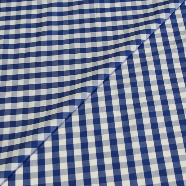 Popeline 100% coton peigné - Vichy bleu & blanc