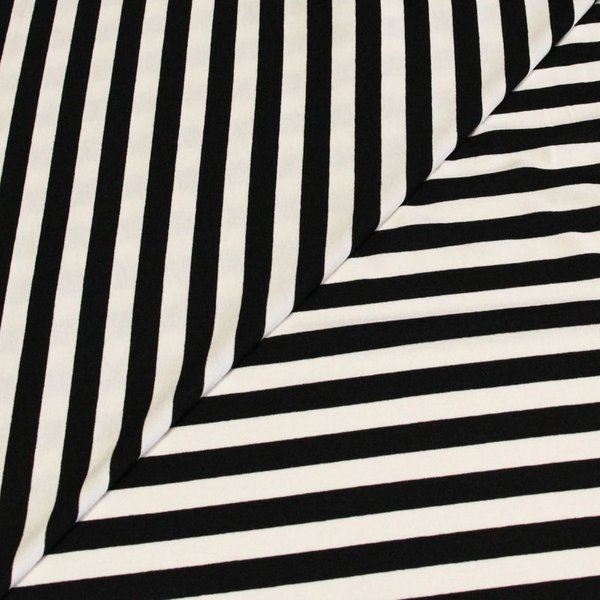 Jersey Viscose & éLasthanne - Rayé Noir & Blanc Cassé-image