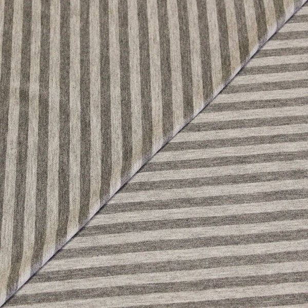 Jersey Viscose & éLasthanne- Rayé Gris-image