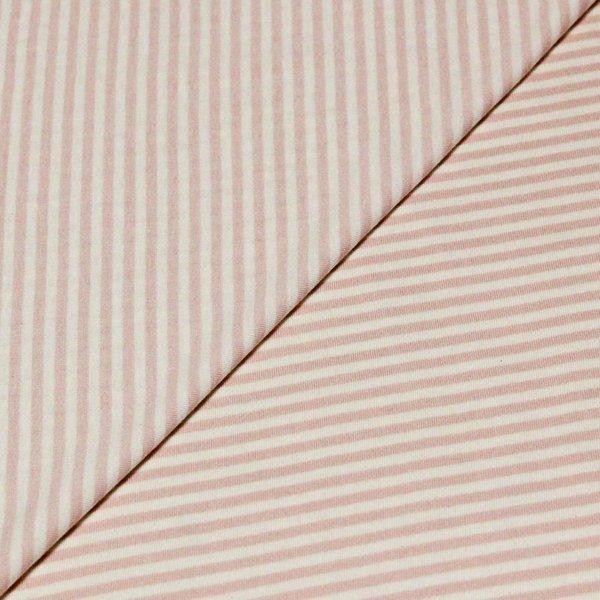 Jersey 100% Coton - Rayures Rose & éCru-image