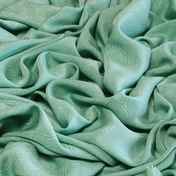 Satin 100% Soie Jacquard - Wave Pointillé Vert D'eau-image