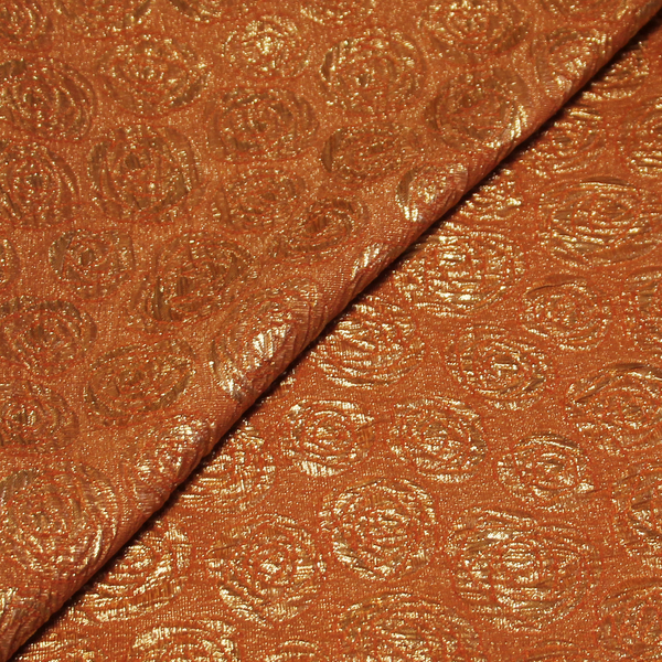 Brocart De Soie - Fleur Doré Fond Orange-image
