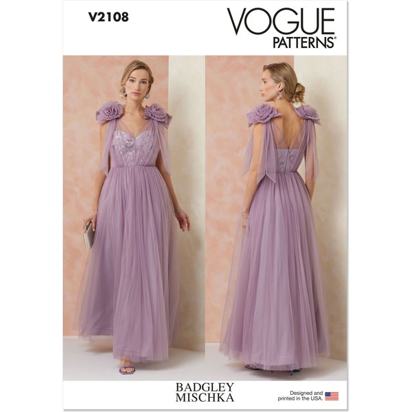 Patron Vogue 2108/Y5 (46-54) - Robe Longue De SoiréE Bustier Avec Superposition Tulle-image