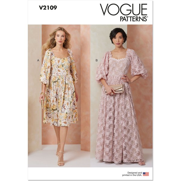 Patron Vogue 2109/U5 (44-52) - Robe AjustéE à Encolure CœUr Et Manches Bouffantes-image