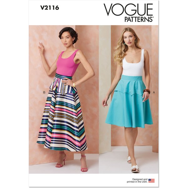 Patron Vogue 2116/H5 (34-42) - Jupe Peplum Mi‑Genou Ou Midi-image