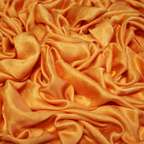 Satin 100% soie jacquard - Motif sacré orange clair