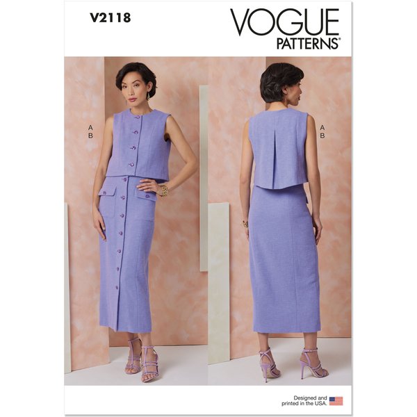 Patron Vogue 2118/U5 (44-52) - Top ajusté doublé et jupe slim à poches