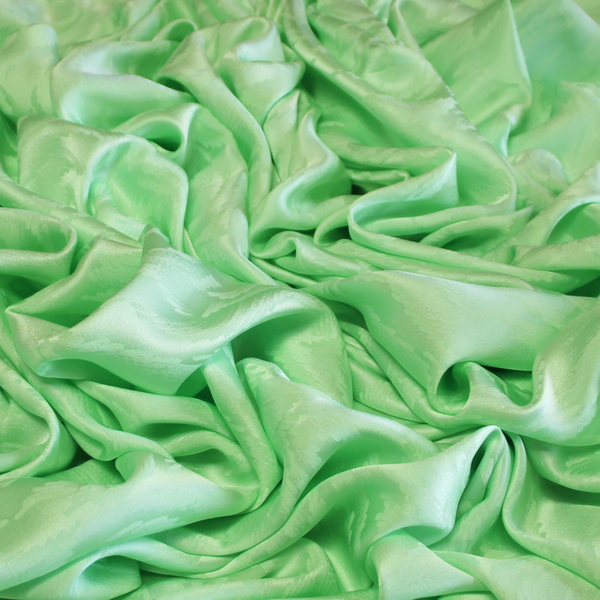 Satin 100% Soie Jacquard - Flammé Ondulé Vert Clair-image